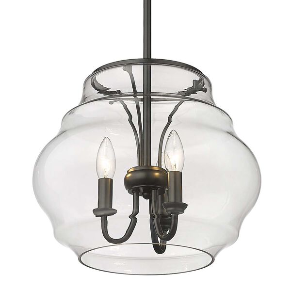 Annette Matte Black Three-Light Pendant with Clear Glass, image 5